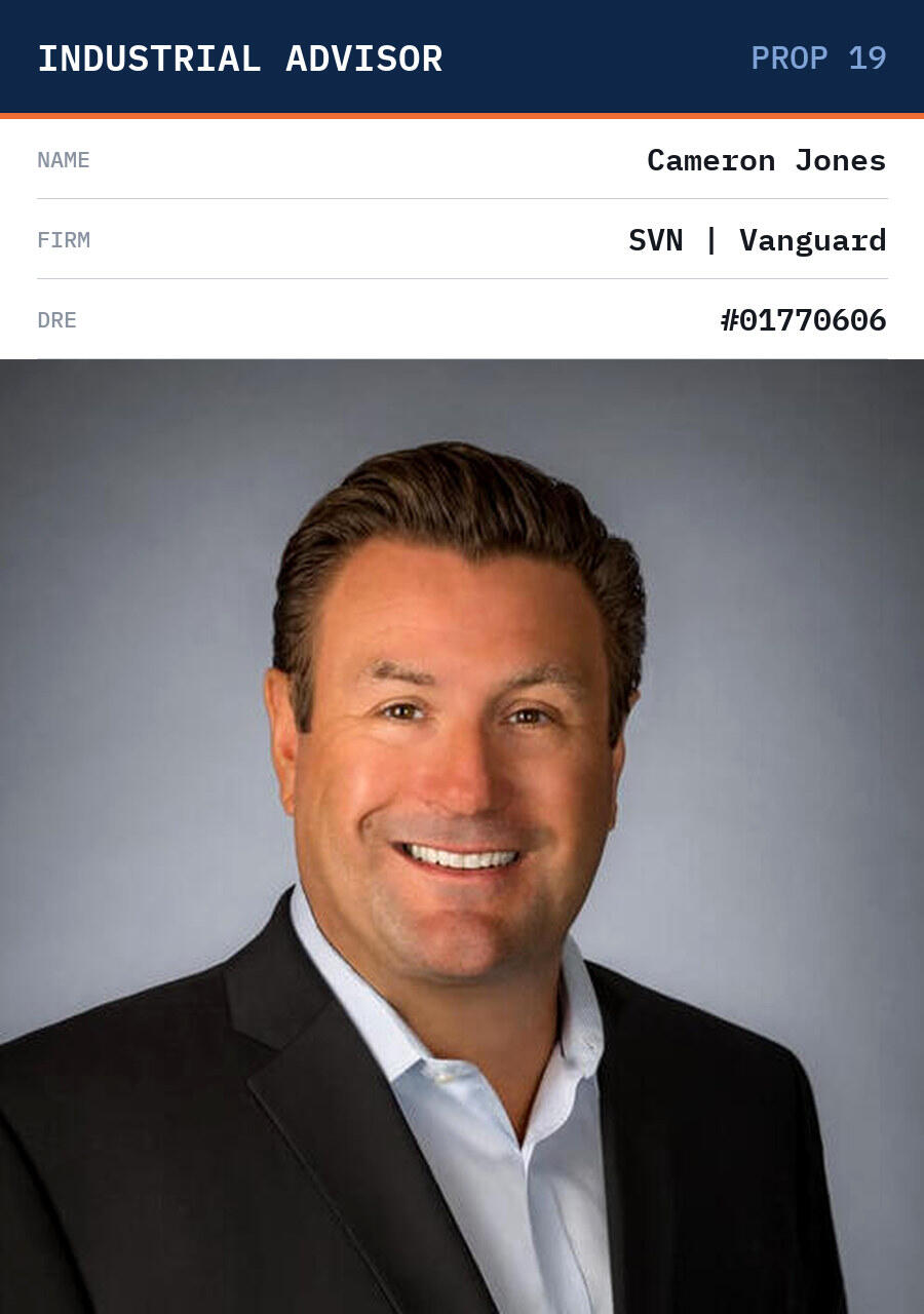 Cameron Jones, SIOR, industrial real estate advisor Portrait of Cameron Jones, SIOR, industrial real estate advisor with SVN Vanguard.